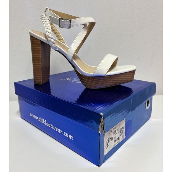 KAYLEEN / Tempest-8 / White / Platform / Block Heel / Sandals / With Braided - Picture 7 of 8
